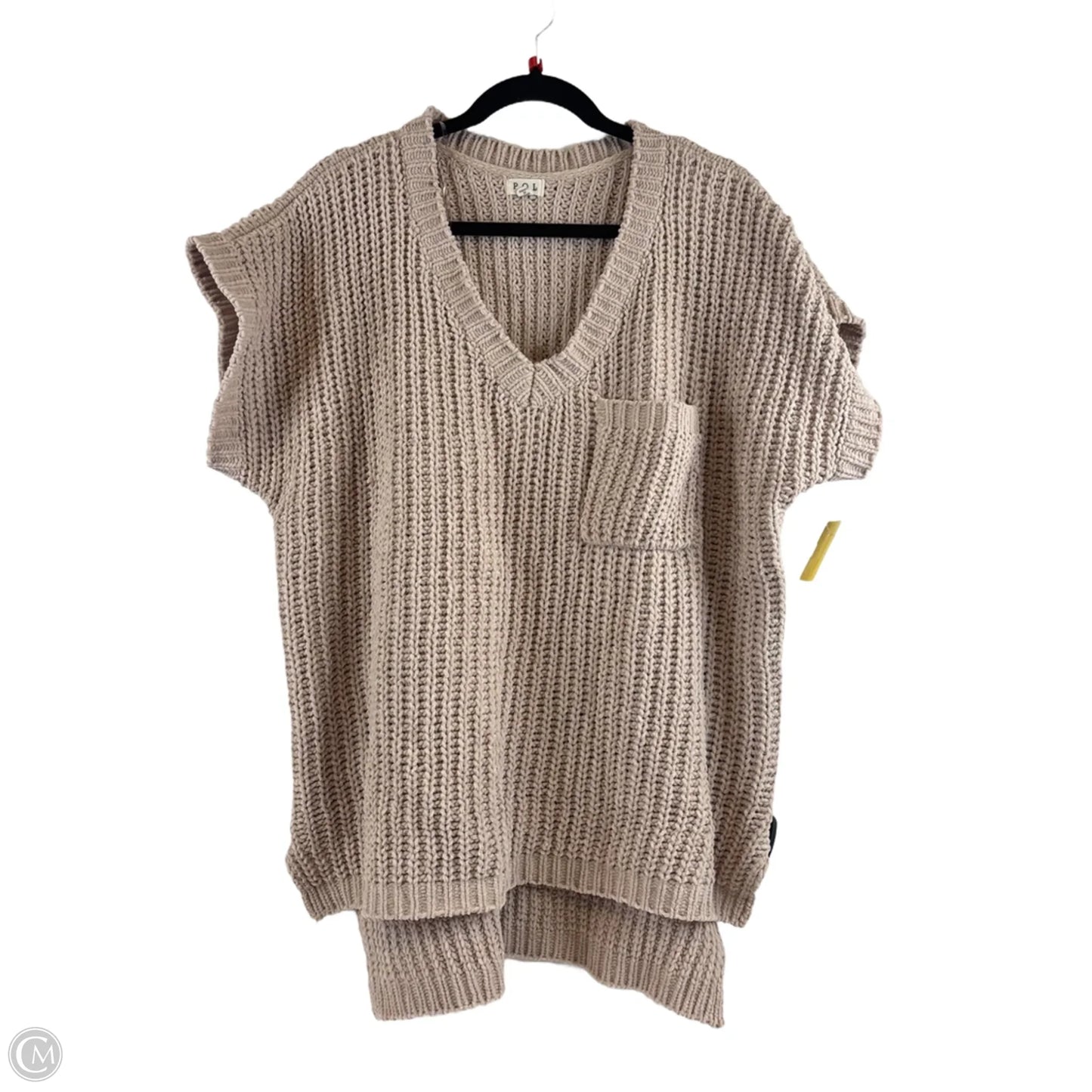 Sweater Short Sleeve By Pol In Beige, Size: M