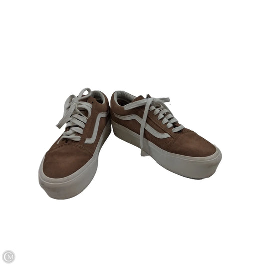 Shoes Sneakers Platform By Vans In Tan & White, Size: 10