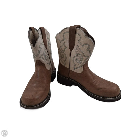 Boots Western By Ariat In Brown & Cream, Size: 10