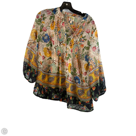 Top 3/4 Sleeve By Clothes Mentor In Green & Yellow, Size: M