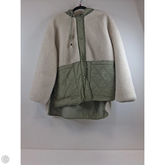 Jacket Faux Fur & Sherpa By Zara In Cream & Green, Size: Xl