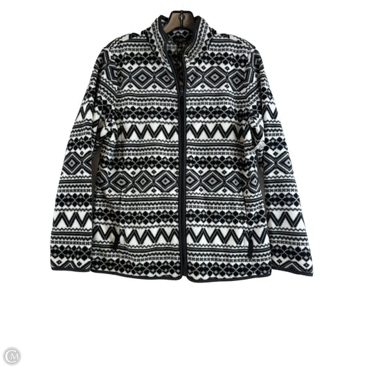 Jacket Fleece By Talbots In Black & White, Size: Mp