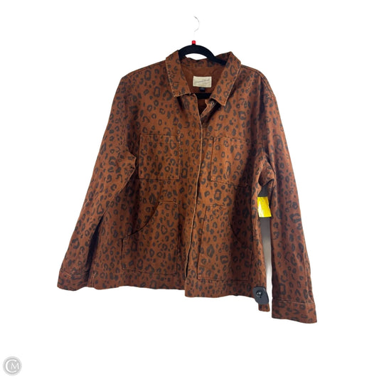 Jacket Denim By Universal Thread In Leopard Print, Size: Xxl