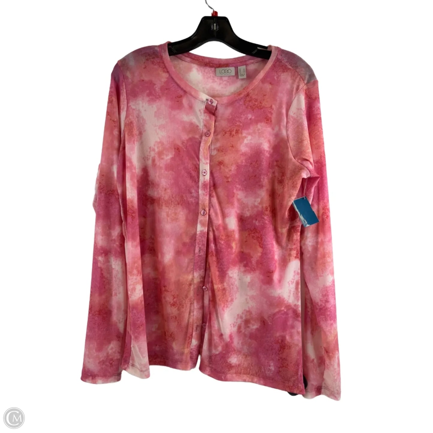 Top Long Sleeve By Logo In Pink & Yellow, Size: S