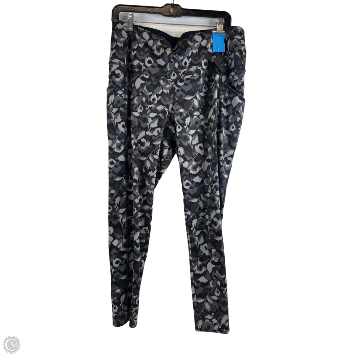 Athletic Leggings By Zenergy By Chicos In Black & Grey, Size: L