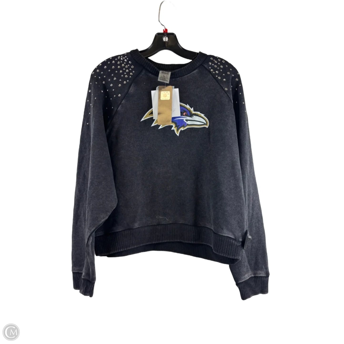 Athletic Top Long Sleeve Crewneck By Clothes Mentor In Black Denim, Size: L