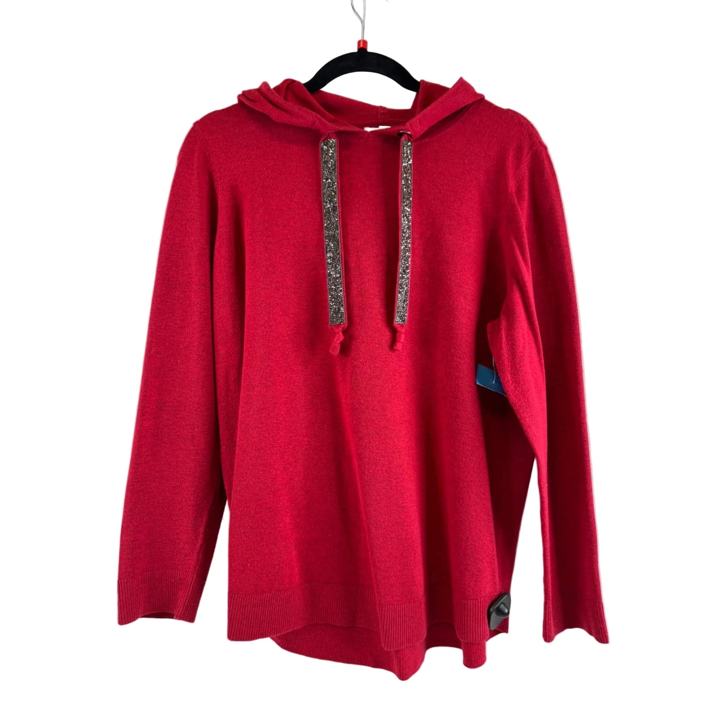 Sweater By Chicos In Red & Silver, Size: L