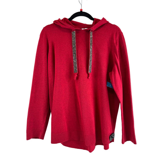 Sweater By Chicos In Red & Silver, Size: L