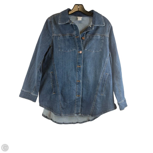 Jacket Denim By Chicos In Blue Denim, Size: Mp