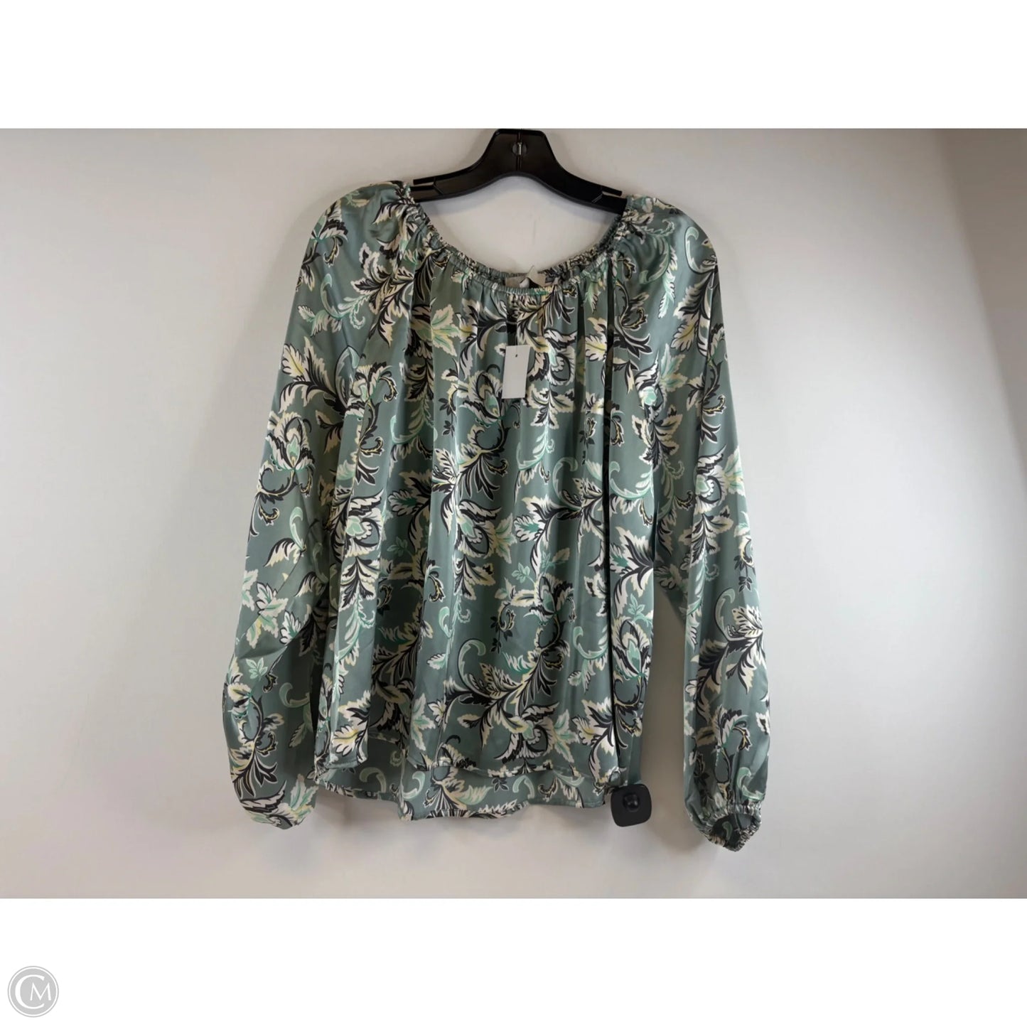 Blouse Long Sleeve By Loft In Black & Green, Size: M