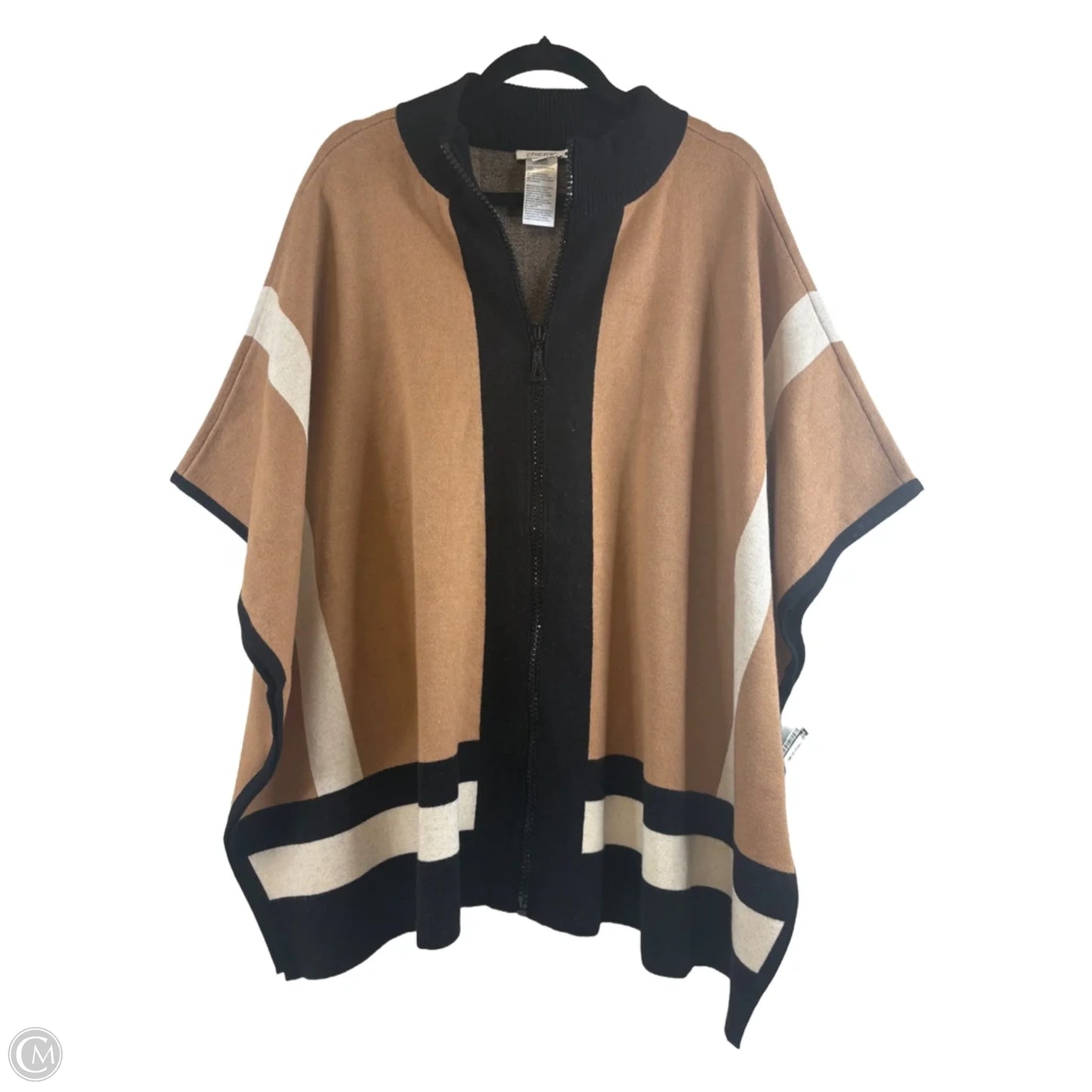 Poncho By Chicos In Black & Tan, Size: Xl