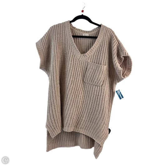 Sweater Short Sleeve By Pol In Tan, Size: M