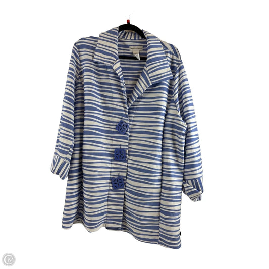 Blazer By Clothes Mentor In Blue & White, Size: 1x