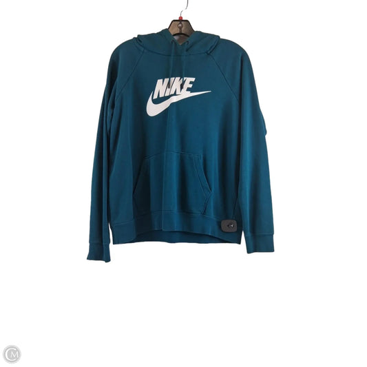 Athletic Sweatshirt Hoodie By Nike Apparel In Green & White, Size: M