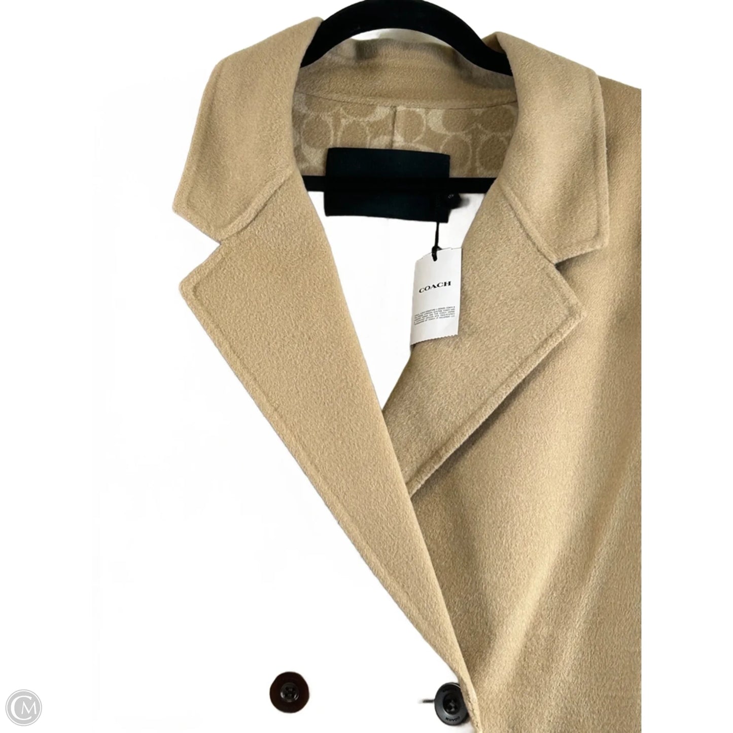 Coat Designer By Coach In Tan, Size: L