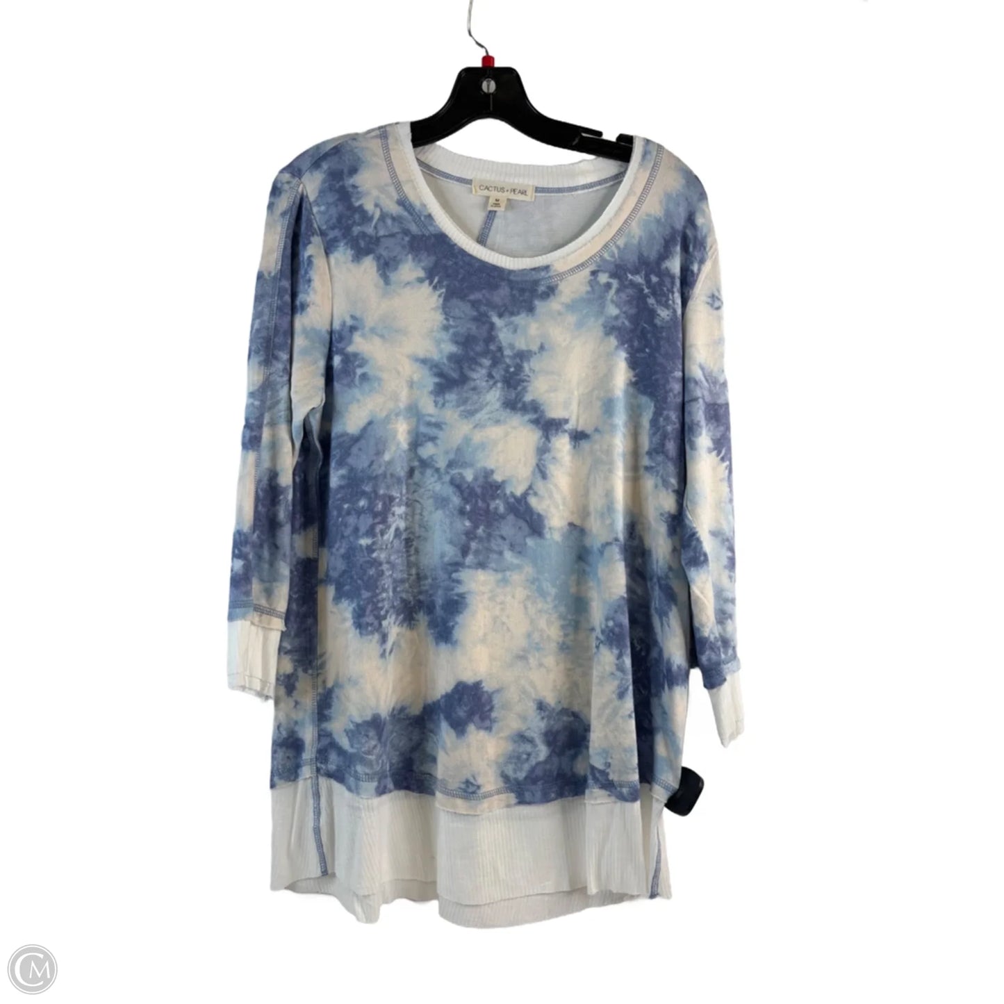 Top 3/4 Sleeve By Clothes Mentor In Blue & Cream, Size: M