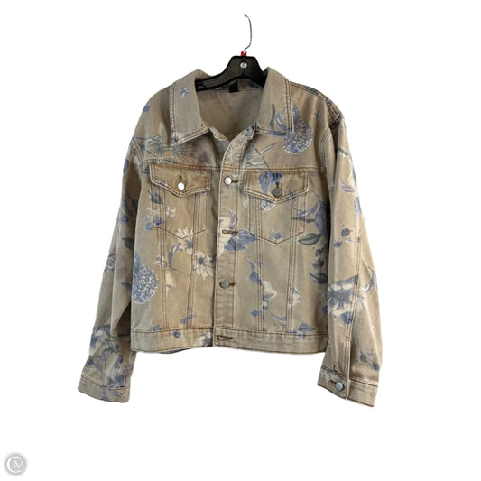 Jacket Denim By Dazy In Blue & Tan, Size: Xl