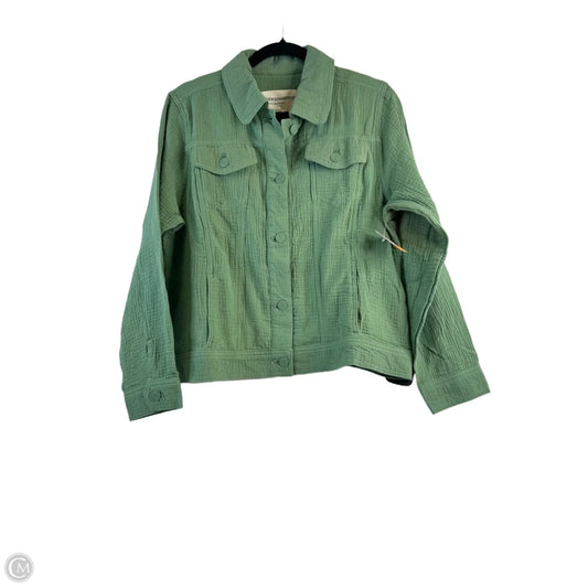 Jacket Shirt By Isaac Mizrahi Live Qvc In Green, Size: S