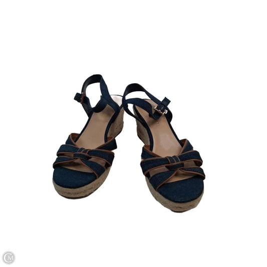 Sandals Heels Wedge By Tommy Hilfiger In Blue & Tan, Size: 8
