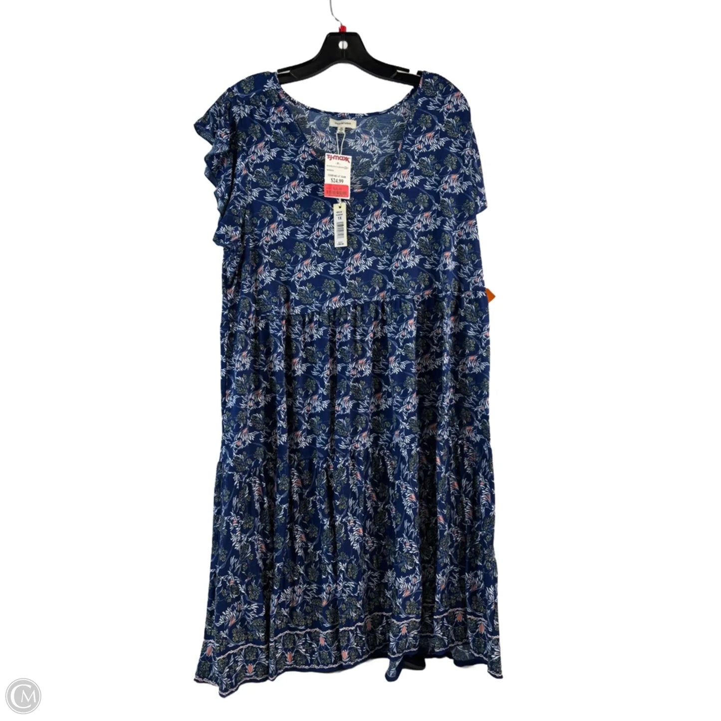 Dress Casual Midi By Max Studio In Blue & White, Size: 1x