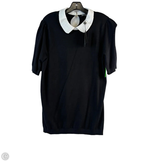 Top Short Sleeve By Adrianna Papell In Black & White, Size: Xl