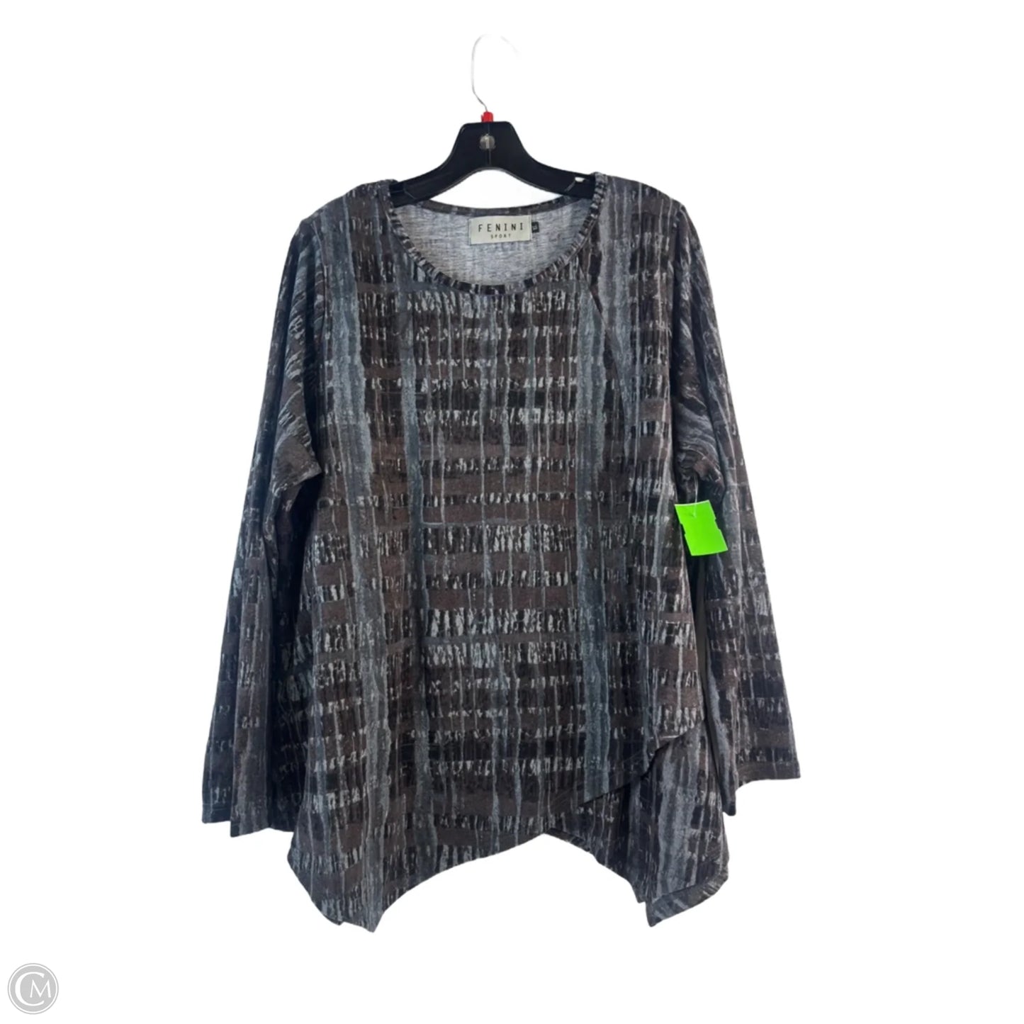 Top Long Sleeve By Fenini In Brown & Grey, Size: Xl