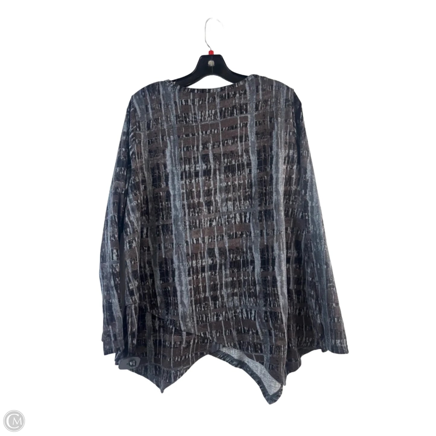 Top Long Sleeve By Fenini In Brown & Grey, Size: Xl