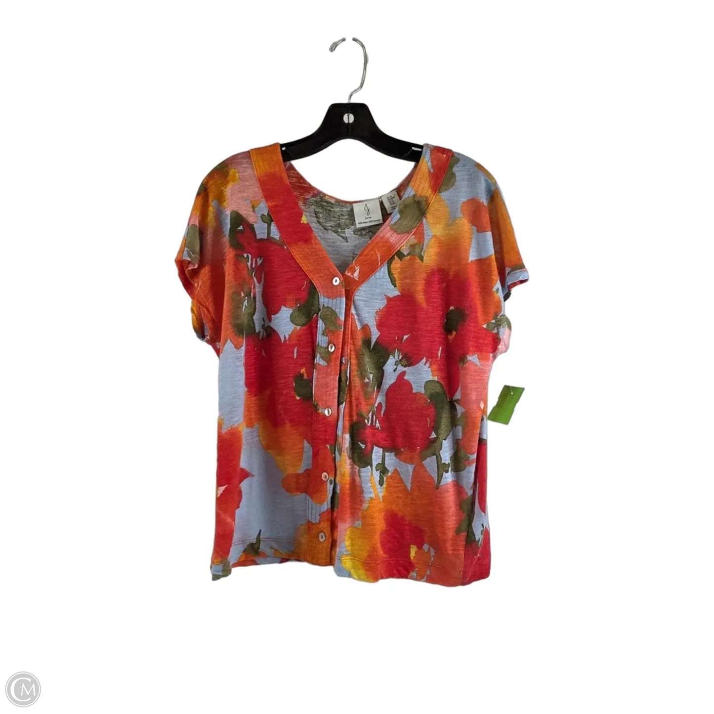 Top Short Sleeve Basic By Joie In Blue & Orange, Size: M