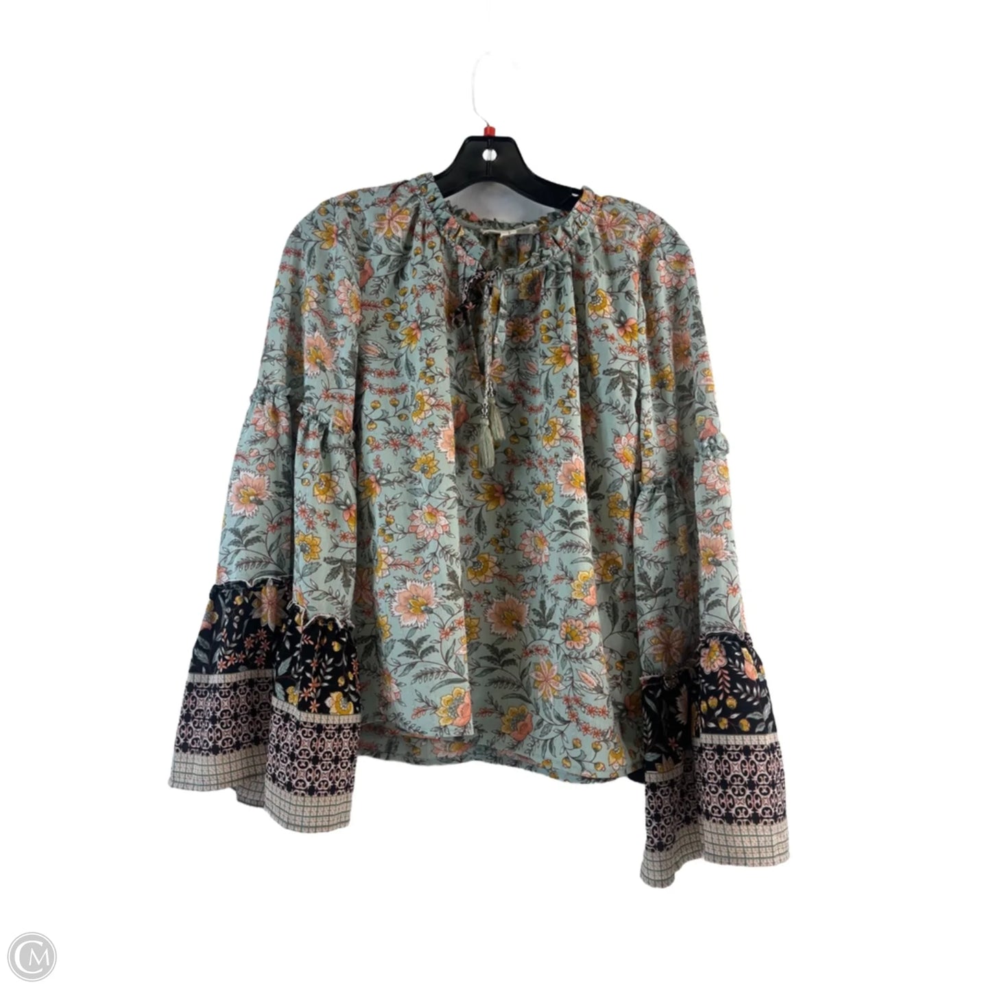 Top Long Sleeve By Love Stitch In Green & Orange, Size: S