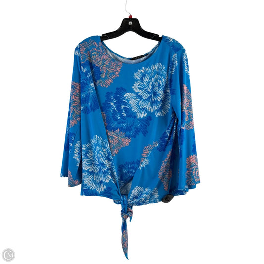 Top Long Sleeve By Iman Hsn In Blue & Orange, Size: L