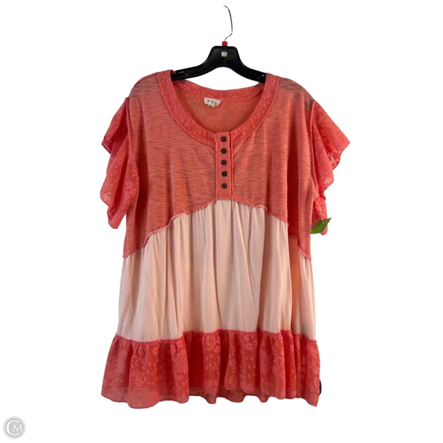 Top Short Sleeve By Pol In Orange, Size: L