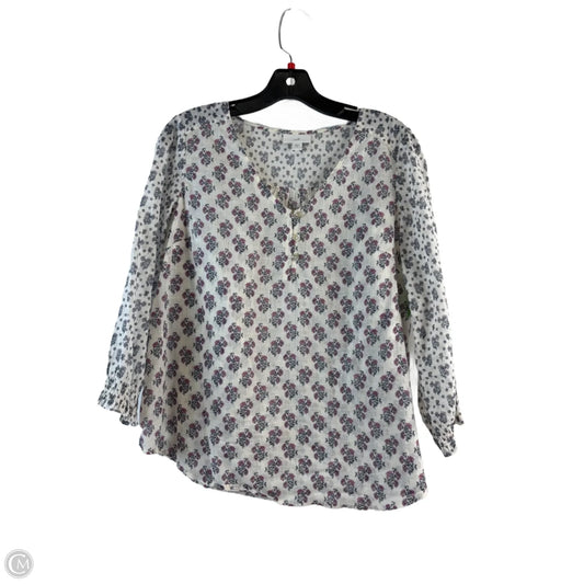 Top 3/4 Sleeve Basic By J. Jill In Pink & White, Size: Xs