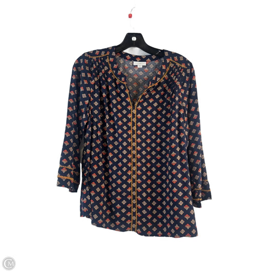 Top 3/4 Sleeve Basic By J. Jill In Blue & Orange, Size: Xs