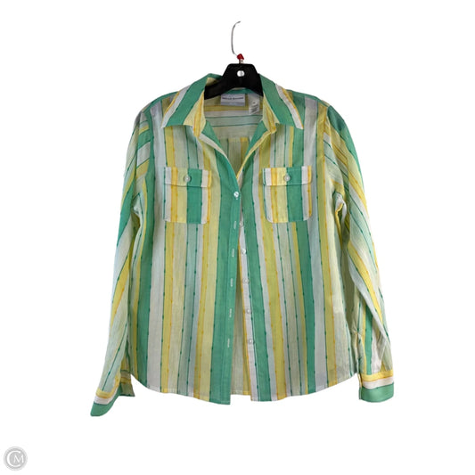 Top Long Sleeve Basic By Alfred Dunner In Green & Yellow, Size: Sp