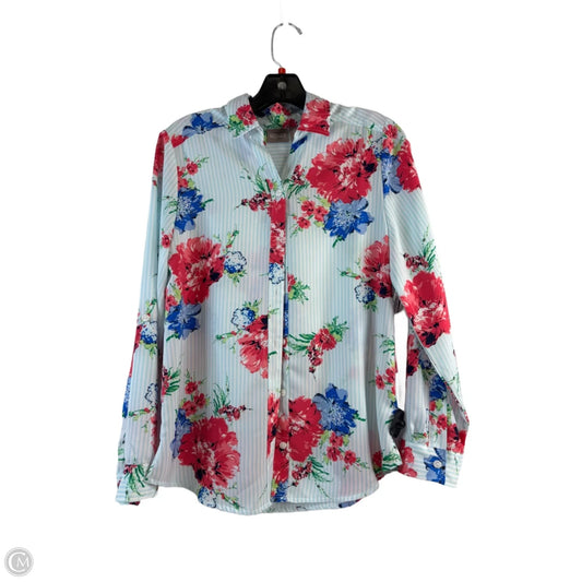 Top Long Sleeve By Chicos In Blue & Red, Size: S