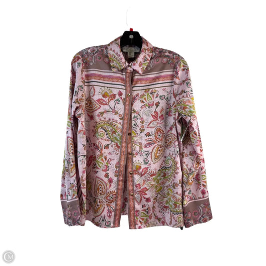 Top Long Sleeve By Rachel Zoe In Brown & Pink, Size: S