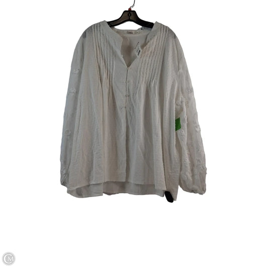 Top Long Sleeve By Solitaire In White, Size: 3x