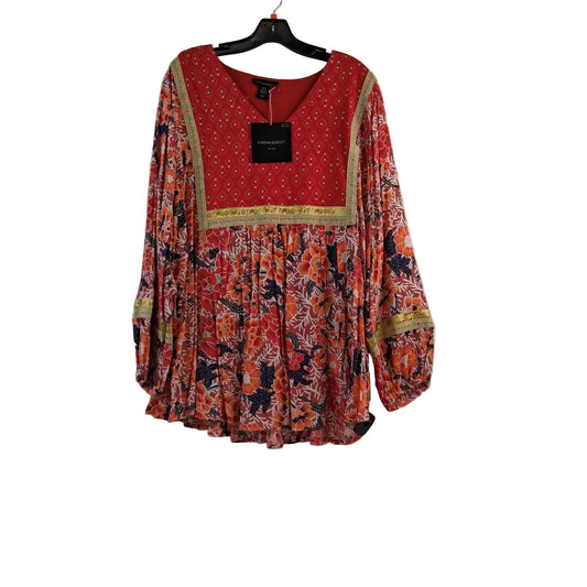 Top Long Sleeve By Cynthia Rowley In Orange & Red, Size: 2x