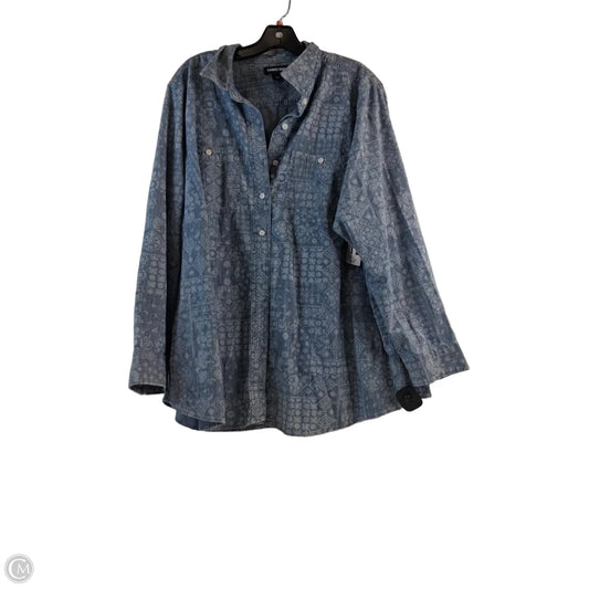 Top Long Sleeve By Lands End In Blue Denim, Size: 2x