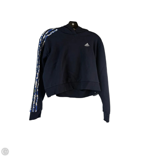 Athletic Sweatshirt Hoodie By Adidas In Navy, Size: M