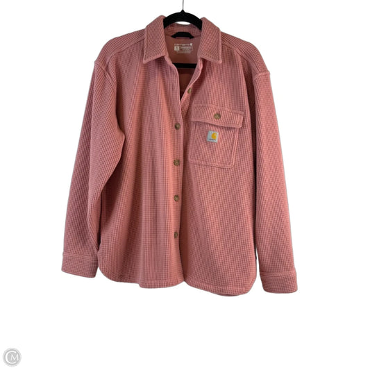 Jacket Shirt By Carhartt In Peach, Size: S