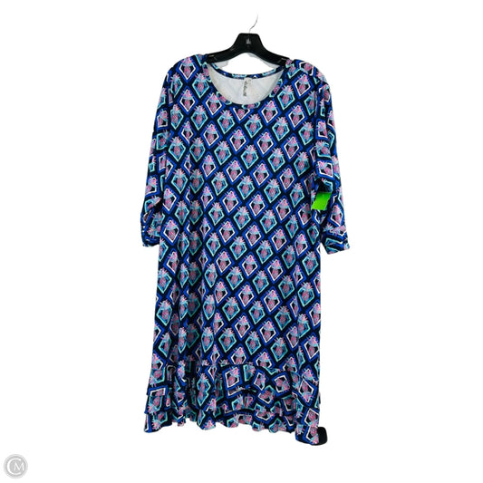 Dress Casual Midi By Lulu B In Blue & Pink, Size: 1x