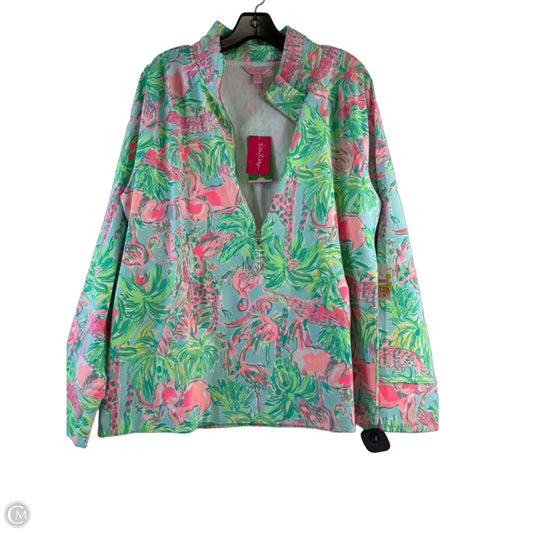 Top Long Sleeve Designer By Lilly Pulitzer In Green & Pink, Size: Xl