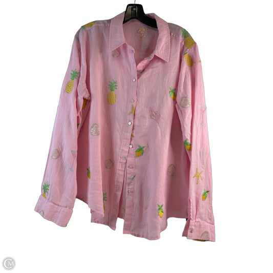 Top Long Sleeve Designer By Lilly Pulitzer In Pink & Yellow, Size: Xl