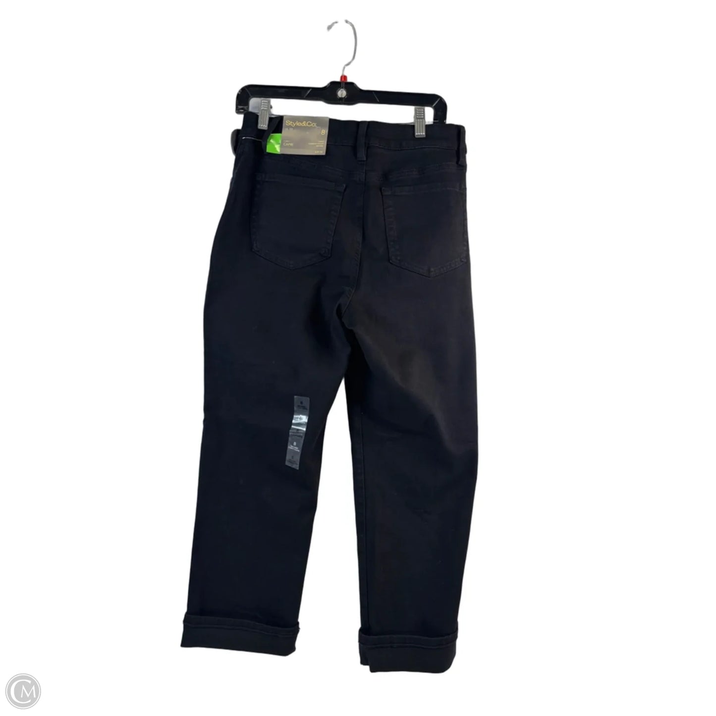 Jeans Cropped By Style And Company In Black Denim, Size: 8
