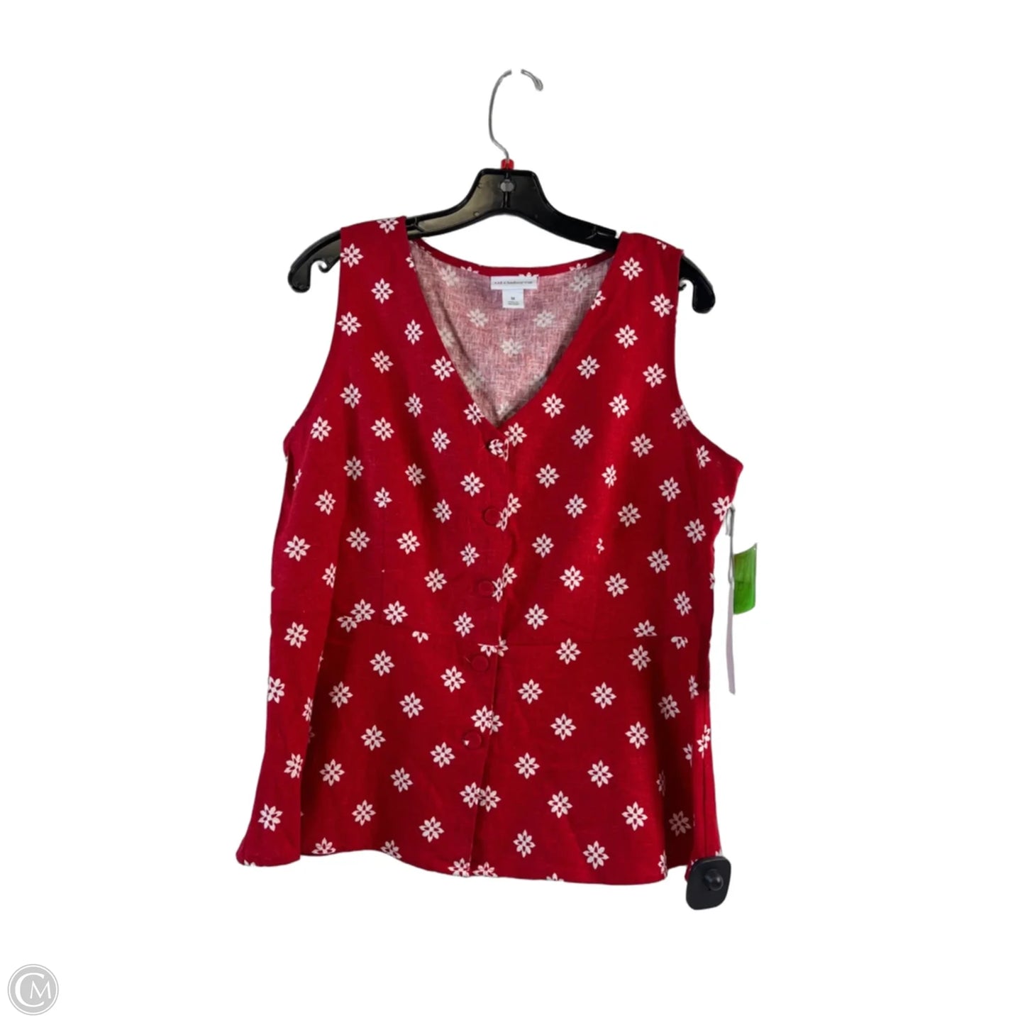 Top Sleeveless By Liz Claiborne In Red & White, Size: M
