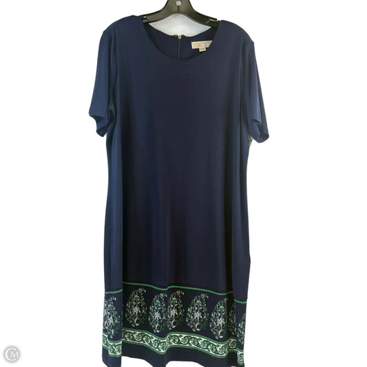 Dress Casual Midi By Michael By Michael Kors In Blue & Green, Size: Xl
