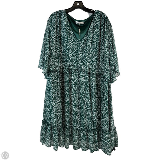 Dress Casual Midi By Clothes Mentor In Green & White, Size: 3x