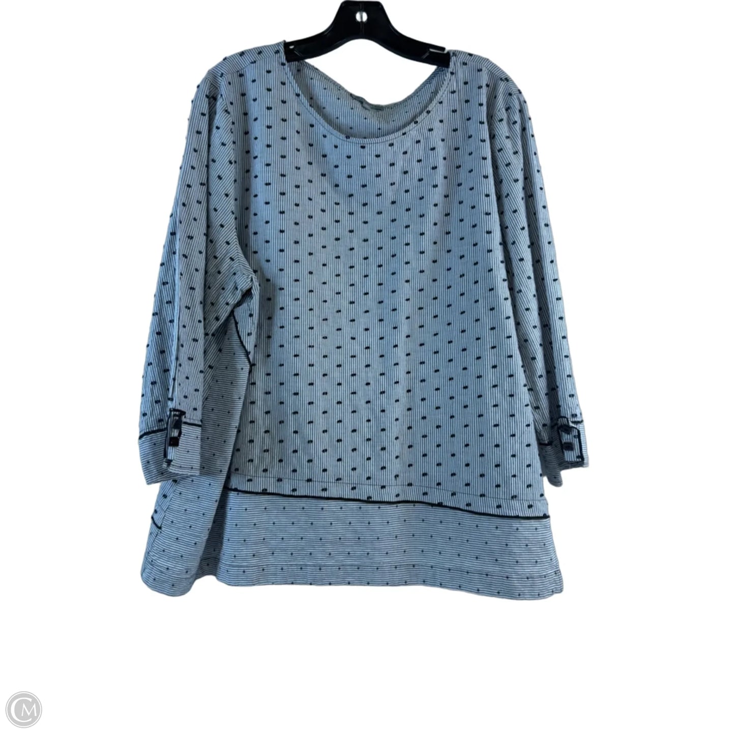 Top 3/4 Sleeve By Habitat In Blue & White, Size: Xl