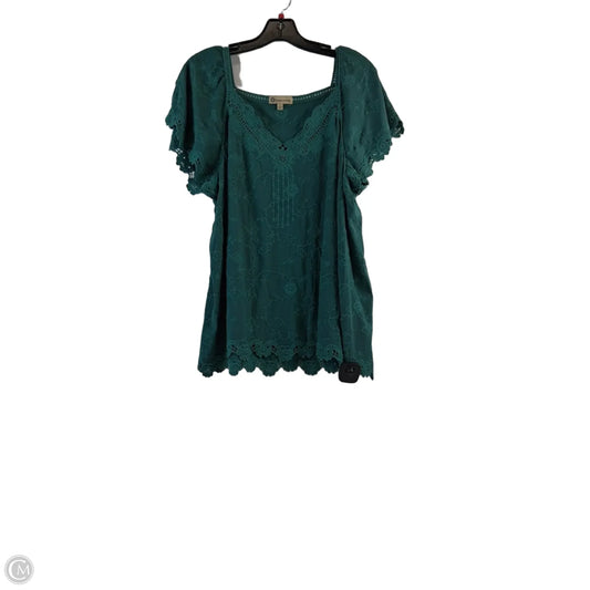 Top Short Sleeve By Democracy In Green, Size: L